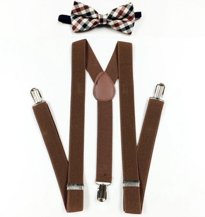 Hand-Made 2 Sizes Tan Plaid Bow Tie for Dogs