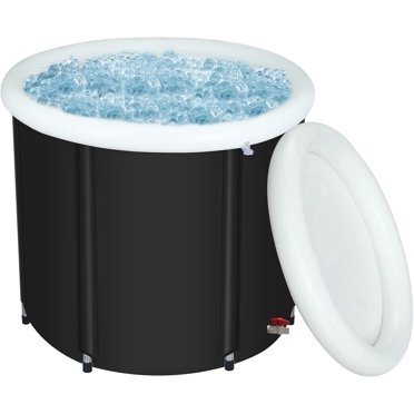 Goplus XL 129 Gal Oval Ice Bath Tub For Athletes, Inflatable Cold Plunge Tub W Multiple Layered Lid Pump