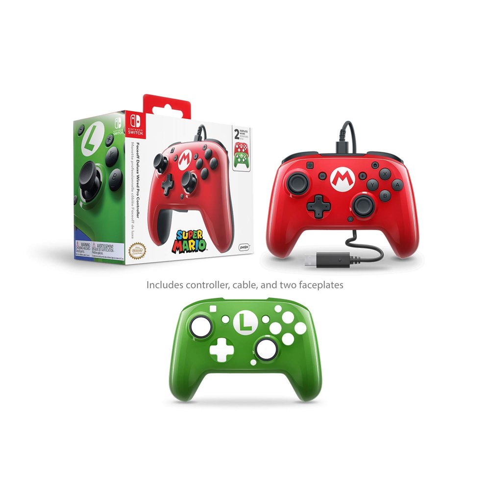 Refurbished PDP Gaming Super Mario Bros Wired Pro Controller Faceplates