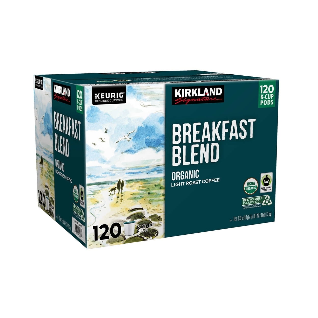 Kirkland Signature Coffee Breakfast Blend Recyclable K-Cup Pods, 120 Count