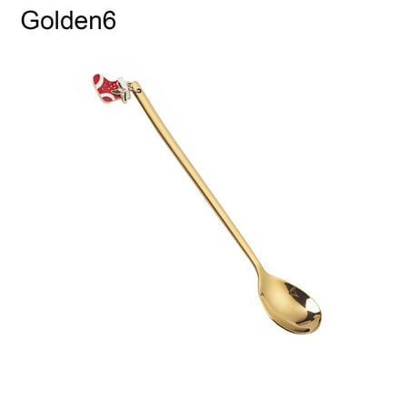 

Greenred Christmas Spoon with Long Handle Sturdy Stainless Steel Dessert Salad Fruit Tasting Cocktail Spoons for Party