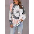thumbnail image 4 of Women's Casual Color Block Tie Dye Crewneck Long Sleeve Loose Pullover Sweatshirt Tops, 4 of 6