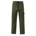 thumbnail image 5 of Nestiefly Men's Cargo Pants Drawstring Casual Hiking Pants Joggers Athletic Trousers Cotton Loose Straight sweatpants for Men Army Green XL, 5 of 5