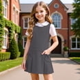 thumbnail image 6 of Girls Uniform Dress Sleeveless Crew Neck Jumper Dress A-Line Uniform Skirts with Pockets Back to School Dress Size 3-12 Years, 6 of 7