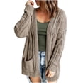 thumbnail image 2 of AOOCHASLIY 2023 Women Tops Fashion Women's Casual Long Sleeve Solid Knitted Long Cardigan Tops Blouse Coat, 2 of 5
