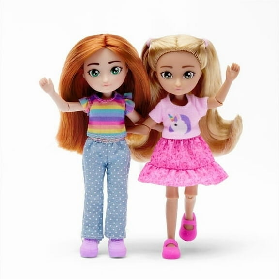 Hey Bestie Millie & Hannah Set of 2 (5.5-inch) Bendable Fashion Dolls, Red Hair & Brown Hair, Kids Ages 3 & Up