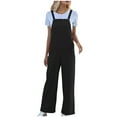 thumbnail image 3 of GSPCLAM Casual Overalls for Women Fall Solid Color Wide-Leg Jumpsuits with Pockets for Everyday Life Loose Fit Button 2025 New Trousers Black S, 3 of 5