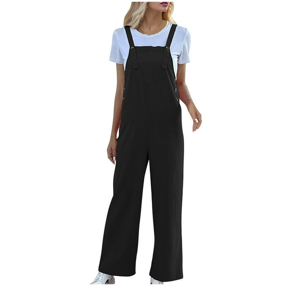 Kmdttou Up to 40% off! Fashion Women Casual Comfortable Solid Button Full Length Pants Overalls Jumpsuit on Clearance!