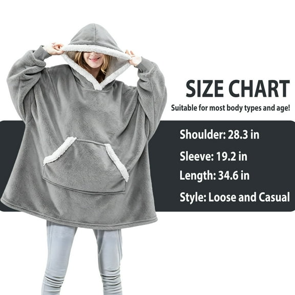 Oversized Fleece Hoodie Blanket Warm Soft Wearable Sherpa Hooded Sweatshirt US