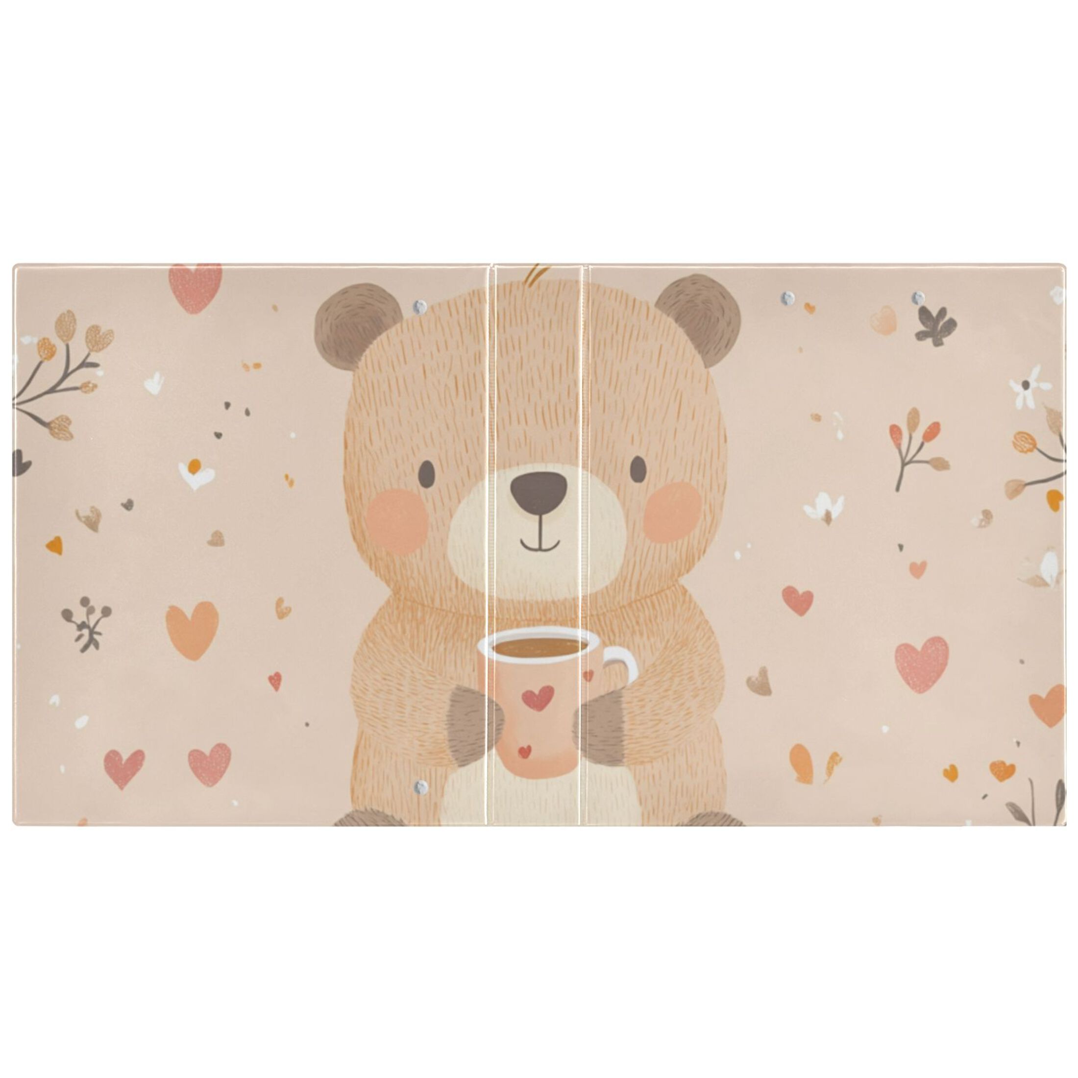 Cute Cartoon Bear 3 Ring Binders 1.5 inch Hardcover File Folders with Interior Pockets A4 Size Organizer for School Office Hospital