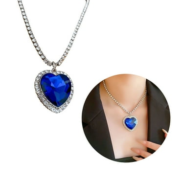 Ceressa 1Pc Necklace Pretty Blue Heart Crystal Necklace CZ Necklaces for Women