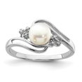 thumbnail image 1 of 925 Sterling Silver 6mm Freshwater Cultured Button Pearl Diamond Ring, 1 of 10