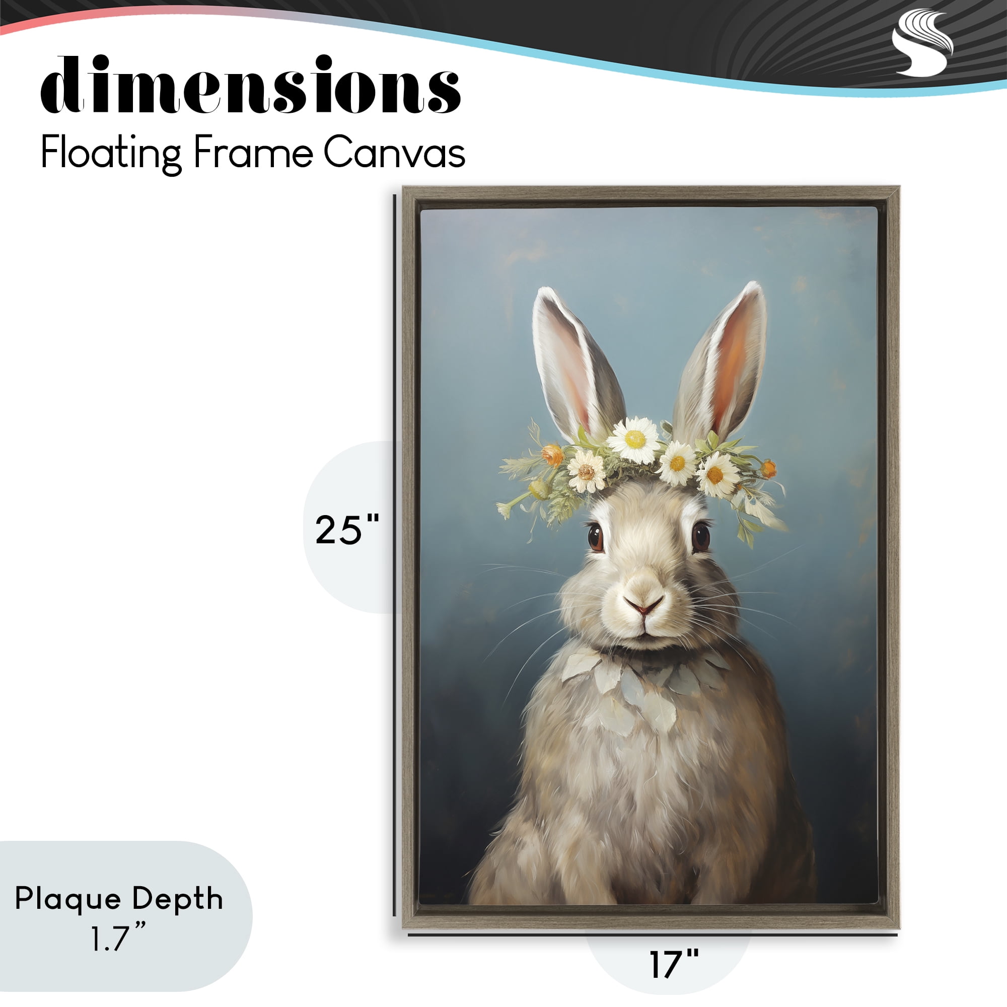 Stupell Industries Daisy Crowned Bunny Portrait Brown Framed Floater Canvas Wall Art, design by Heidi Kuntz