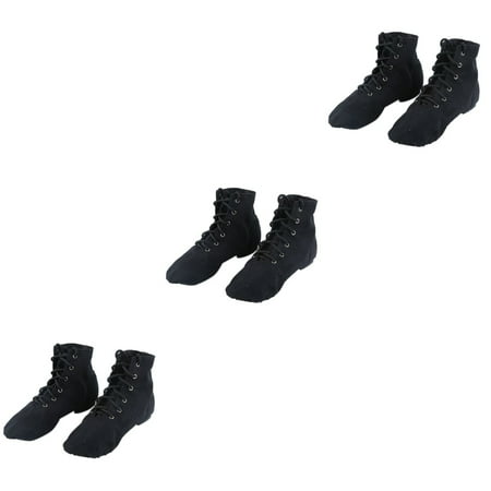 

3 PCS Jazz Shoe Black Ballet Shoes for Girls Dance Line Dancing Child Sports