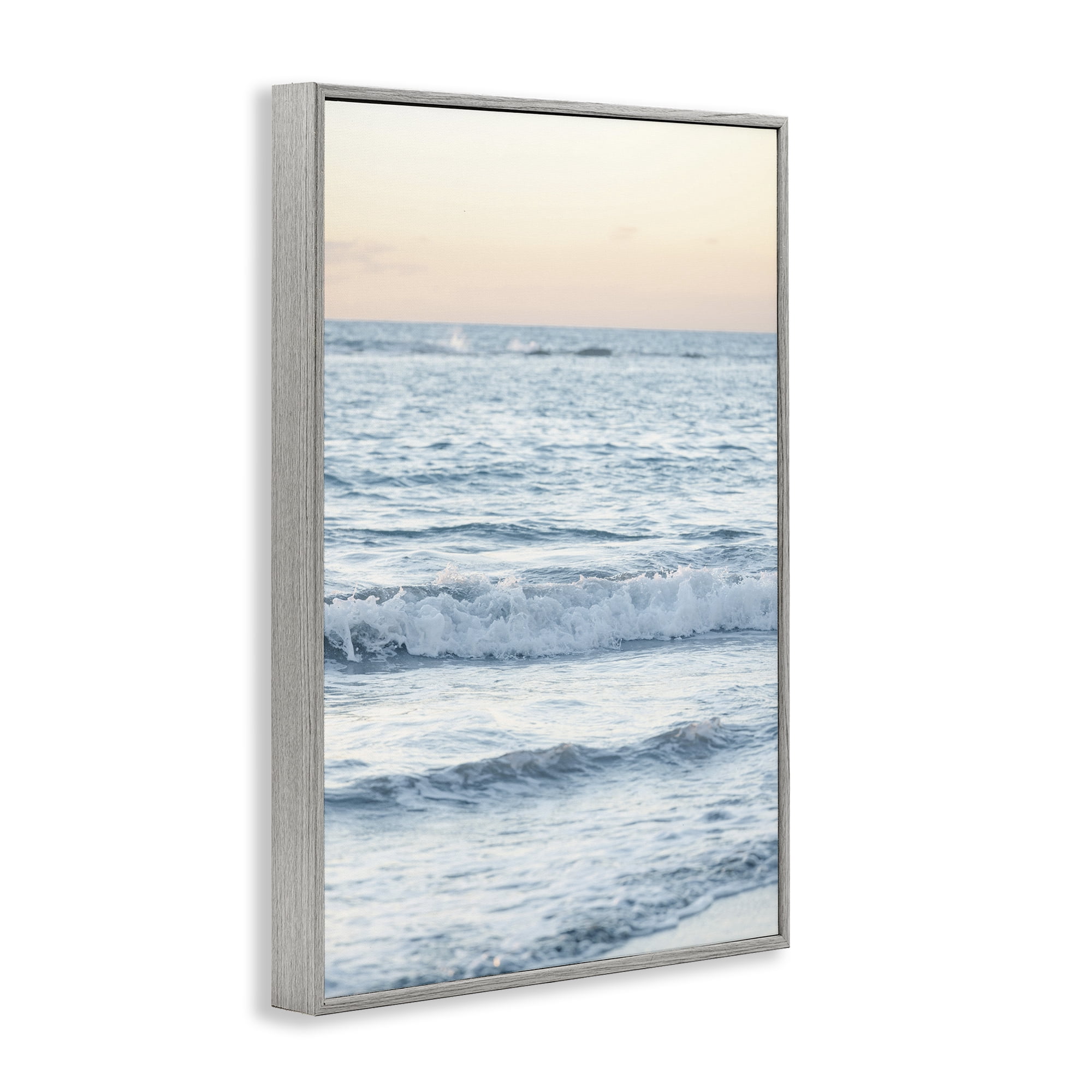 Stupell Industries Sunset & Sea View Coastal Photography Gray Framed Art Print Wall Art, 12 x 18