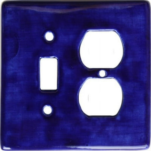 Blue Talavera Toggle-Outlet Switch Plate