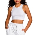 thumbnail image 2 of XINXIAOO Girls White Crop Tank Tops Breathable Workout Sleeveless Dance Yoga Athletic Casual Tight Kids 10-14 Years, 2 of 4