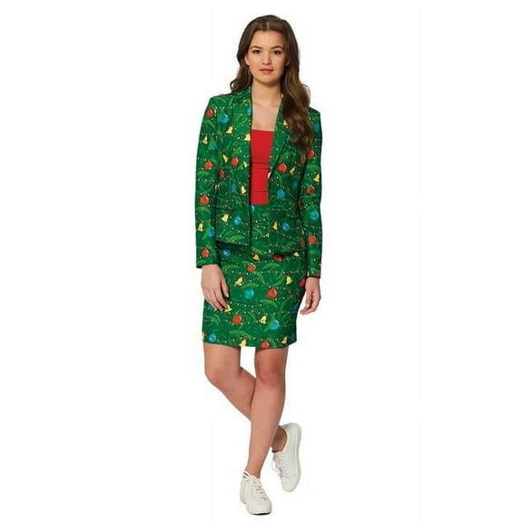 Women Green Tree Christmas Suit - Size 12