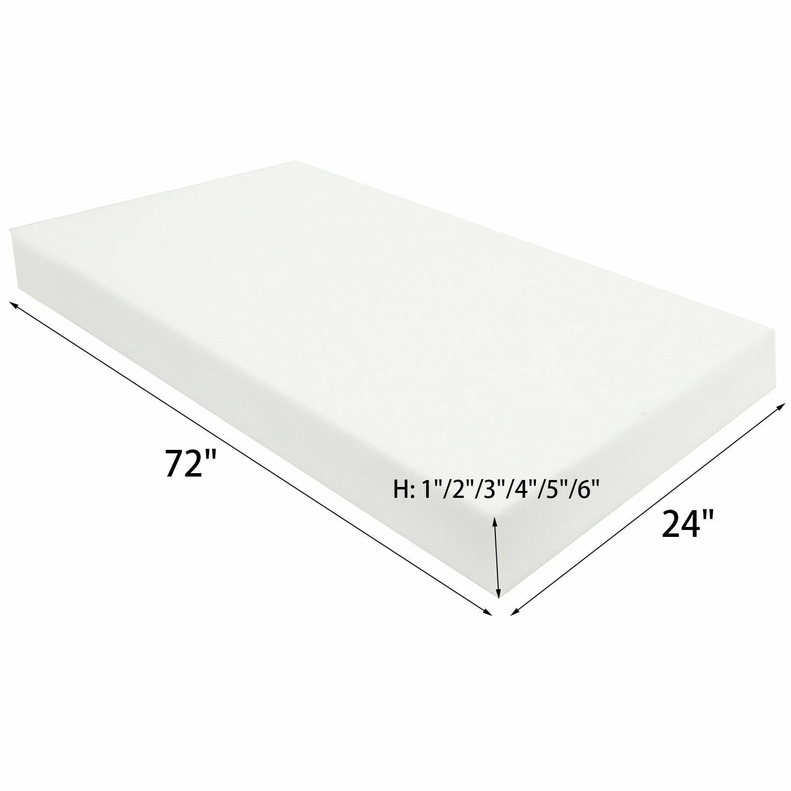 High Density Upholstery Foam Cushion 8T x 24W x 80 (50ILD