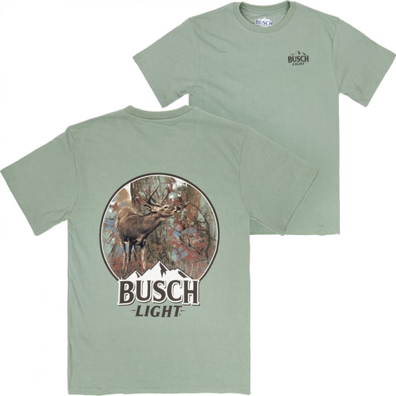 Busch Light Buck in the Woods Front and Back Print T-Shirt-Medium