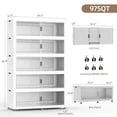 thumbnail image 4 of Heavy Duty 400Gal Collapsible Stackable Storage Bins with Lids, 5-Pack 39.4" W Rolling Organizer Cabinet with Doors for Bedroom, Home & Garage, Beige, 4 of 7