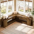 thumbnail image 5 of Tribesigns 47" L-Shaped Corner Bench with Cushion, Farmhouse Breakfast Nook Bench, Wood Storage Bench for Kitchen, Dining Room & Entryway, Rustic Brown, 5 of 7