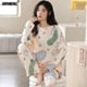 thumbnail image 1 of Conjunto de pijama de talla grande para mujer, ropa de dormir con estampado Kawaii, y cuello redondo de manga larga, a la moda, para otoño y primavera, M-5XL, 1 of 4