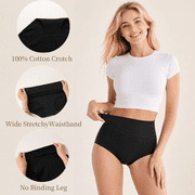 Hbhpov Women High Waist Briefs Strechy Cotton Underwear, 6 Pack, Size S-3XL