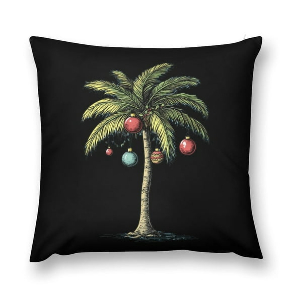 Christmas Palm Tree Throw Pillow Cases Plush Pillow Cover Decorative Pillowcases Zipper Closure Cushion Covers for Couch Living Room Bedroom 12 "x12 "