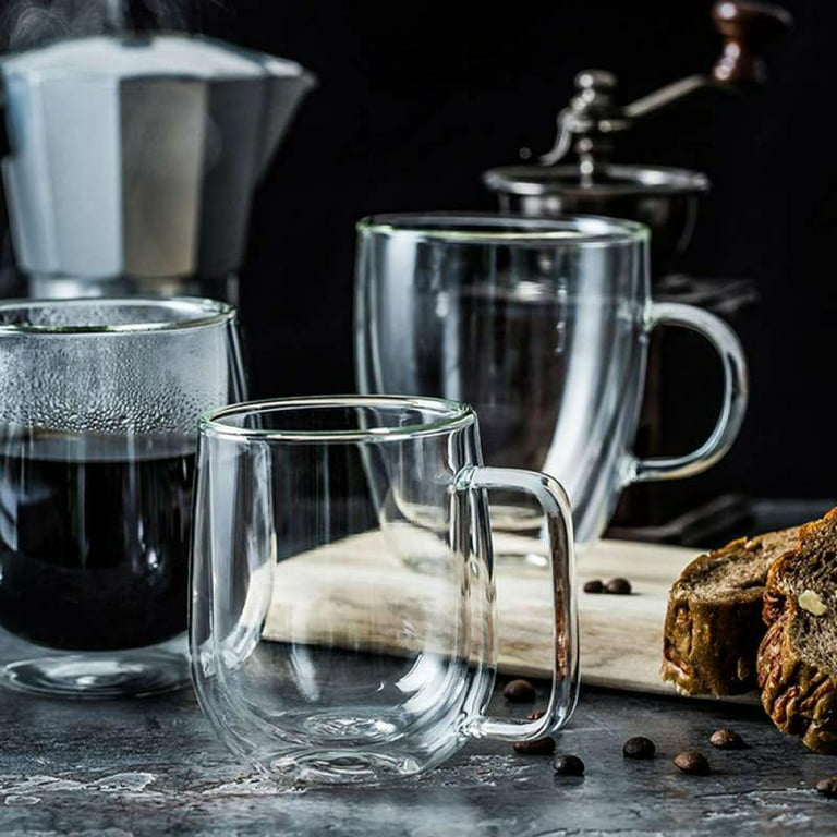 Coffee Mug, Insulated Glasses Espresso Mugs, High Borosilicate Glass Mug  for Latte, Milk, Tea, Juice,250ml 
