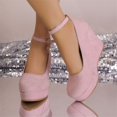 thumbnail image 6 of Willtoo Wedges for Women Closed Round Toe Ankle Strap Platform High Heel Wedge Pumps Dress Shoes Pink, 6 of 6