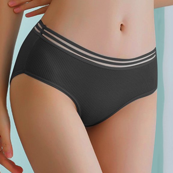 Liuchenyi Underwear for Women Under $5 Womens Underwear Mid Waist Comfortable Plus Size Panties for Women Black Xl
