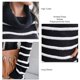 thumbnail image 5 of Vestido de punto para mujer, vestido de suéter envolvente de manga larga con cuello alto a rayas, informal suelto para otoño e invierno, 5 of 6