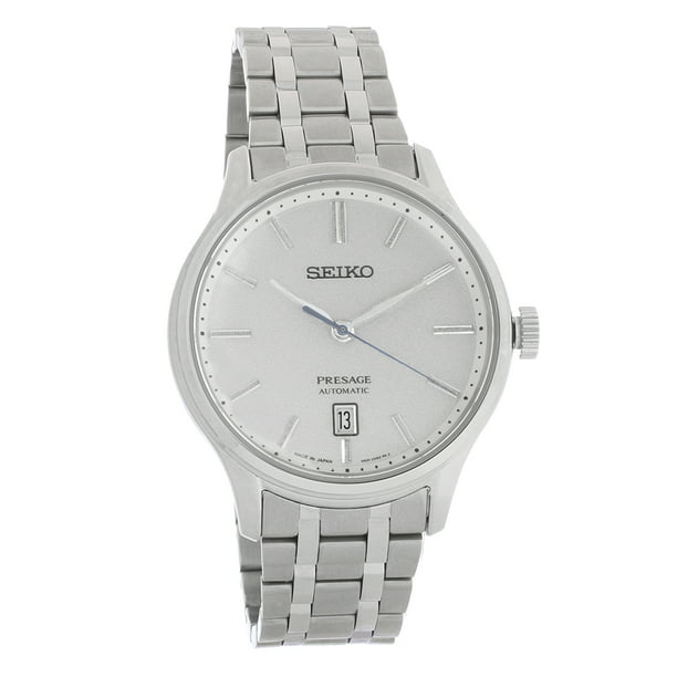 Seiko Presage Mens Stainless Steel Silver Dial Automatic Watch 