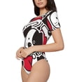 thumbnail image 2 of The Xecao Cute Dog Women's Crew Neck Body Suit, a short-sleeved bodysuit and basic swimsuit, both comfort and style for dating and daily life, 2 of 9