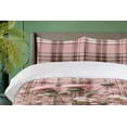thumbnail image 2 of Ambesonne Pink Duvet Cover Set, Thistles and Flowers on Plaid, King, Rose Reseda Green Cocoa, 2 of 4