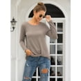 thumbnail image 3 of AXSAY Womens portability Casual Blouse Loose Long Sleeve Twist Knot T Shirts Round neck Knit Tops (XL, Beige), 3 of 7