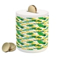 thumbnail image 1 of Island Piggy Bank, Pattern with Hand Drawn Cartoon Style Banana Fruits and Green Leaves Tropical Jungle, Ceramic Coin Bank Money Box for Cash Saving, 3.6" X 3.2", Multicolor, by Ambesonne, 1 of 4