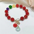 thumbnail image 2 of Moda Retro Jade Pulsera Mujer Nuevo Estilo Tibetano Estilo Étnico Calabaza Calcedonia Pulsera Suerte Mano Decoración Cinabrio Ping Una Hebilla-Roja, 2 of 2