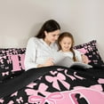 thumbnail image 5 of jejeloiu Initial Letter R Bedding Comforter Set,Kawaii Bow Bowknot Twin Comforter Sets,Light Pink Black Bedding Set For Girls,Breathable Bedroom Decoration Reversible,2-Piece, 5 of 8