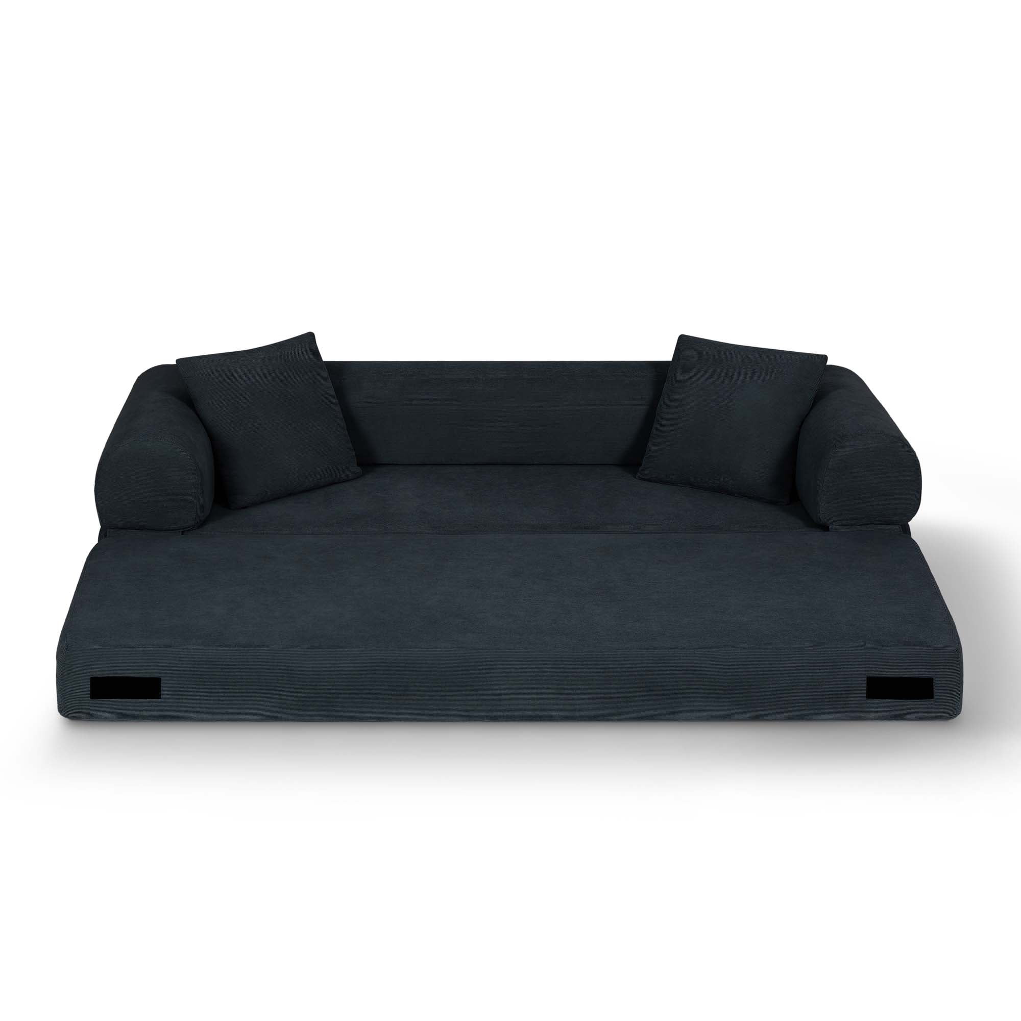 Miniyam 80" W Convertible Sofa, Boneless Couches for Living Room, Folding Sleeper Sofa Bed Queen with Pockets, Corduroy Flod Out Compressed Couch in a Box(Dark Gray)