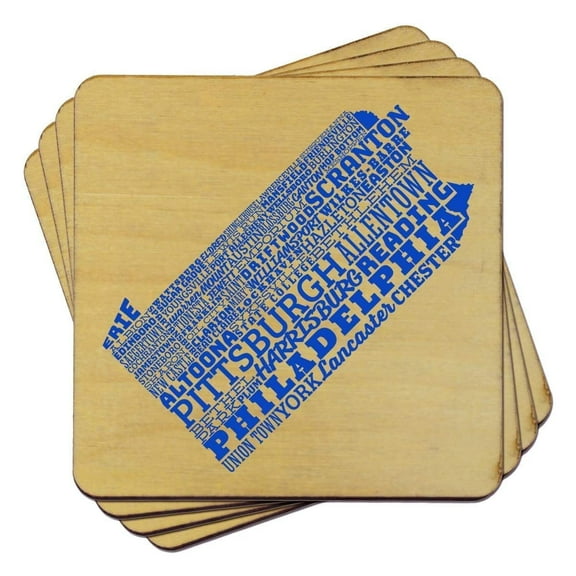 Torched Typography Coaster Set of 4 Coasters Drinks 4"L x 4"W Multicolor