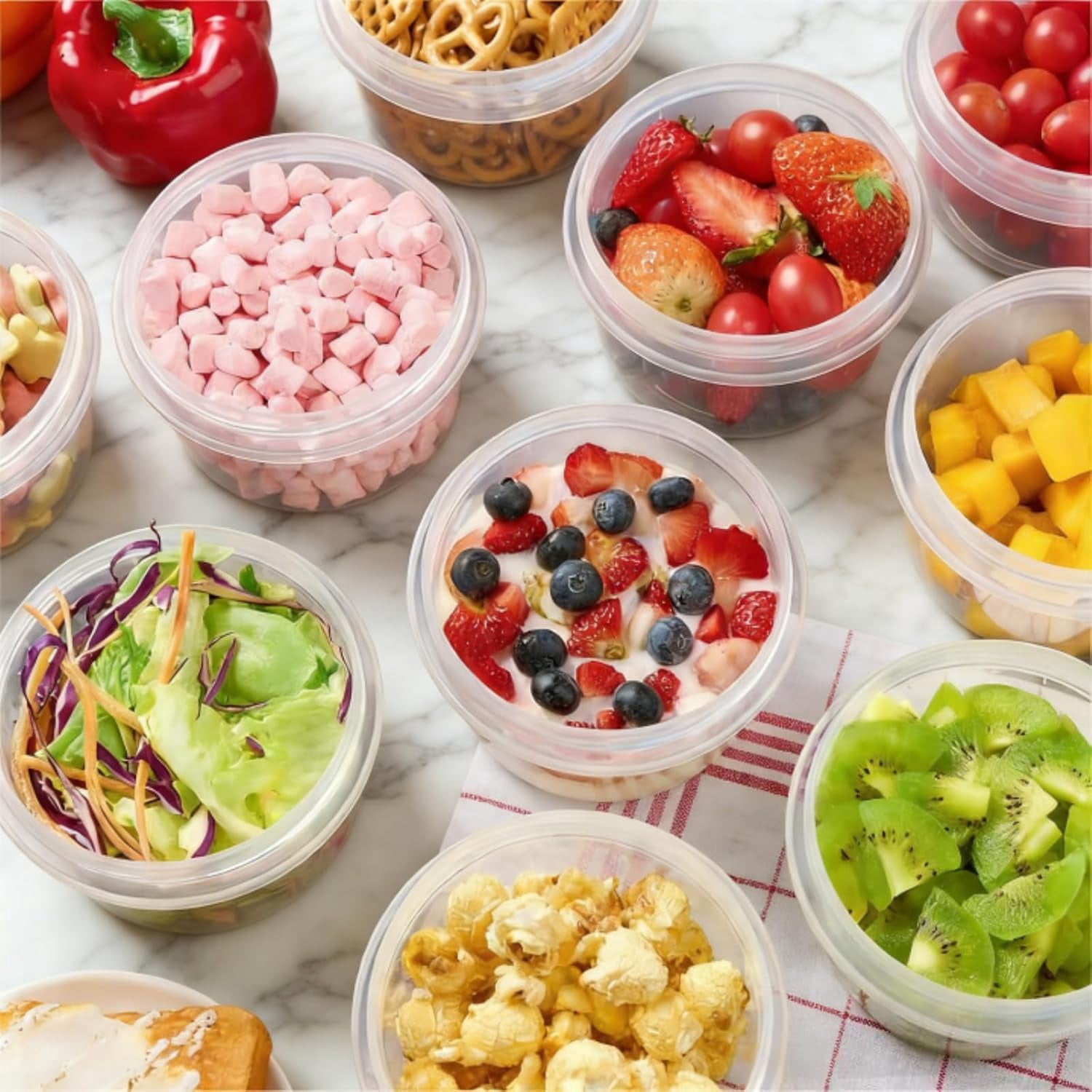 Freezer Storage Containers, [12 Pack-16 Oz] Airtight Plastic Food Storage Containers with Twist Top Lids, Soup, Meal Prep Containers | BPA Free | Stackable | Leakproof