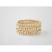 Time and Tru Womens Gold Tone Beaded Stretch Bracelet Set, 6-Piece