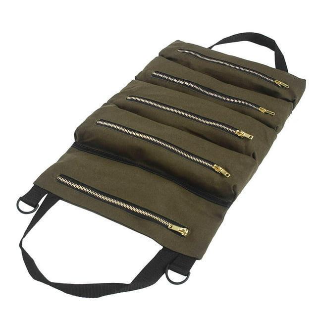 Car Hanging Organizer Bag Multi-pocket Zipper Closure Utility Headrest Hanging Storage Bag, Army Green