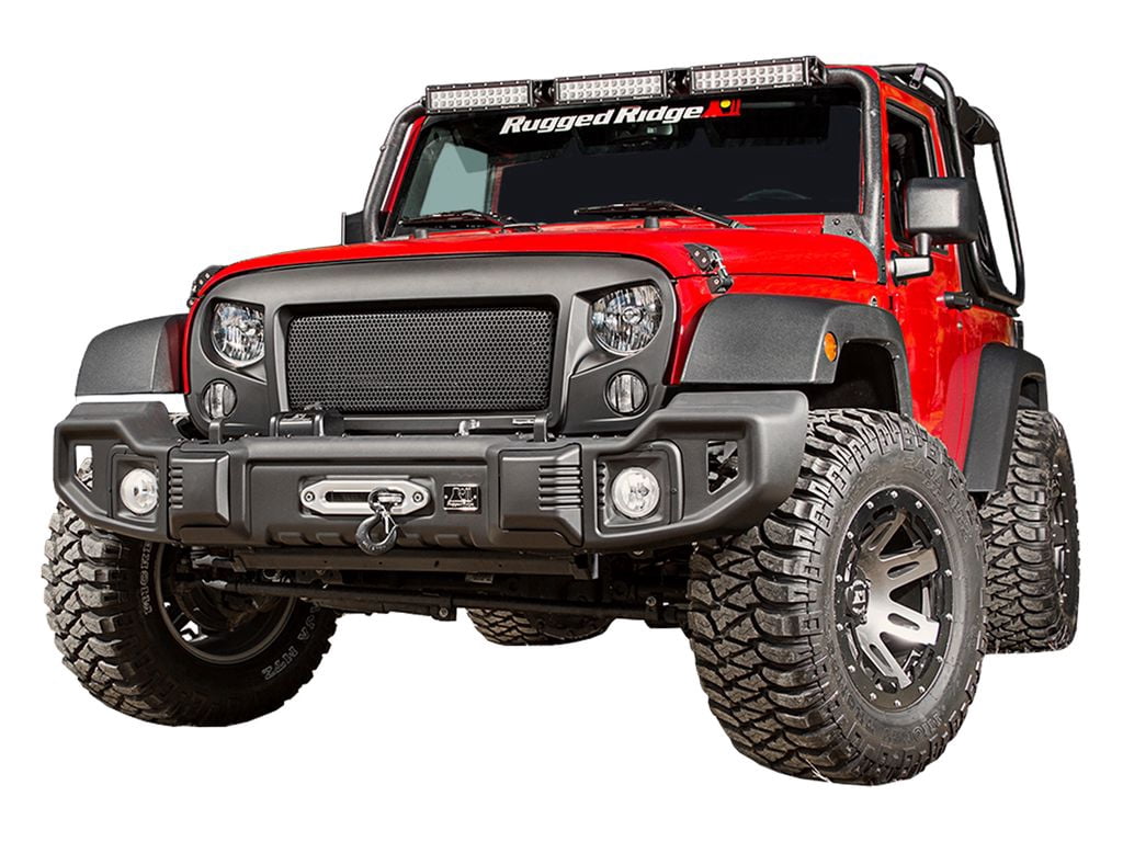 Rugged Ridge 11544.01 Spartacus Front Bumper, Satin Black Stamped Steel