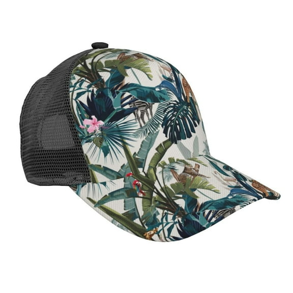 Lsque Hawaiian Style Printed Trucker Hat - Baseball Cap for Men Women - Breathable Mesh Side, Adjustable Fit - for Casual Wear