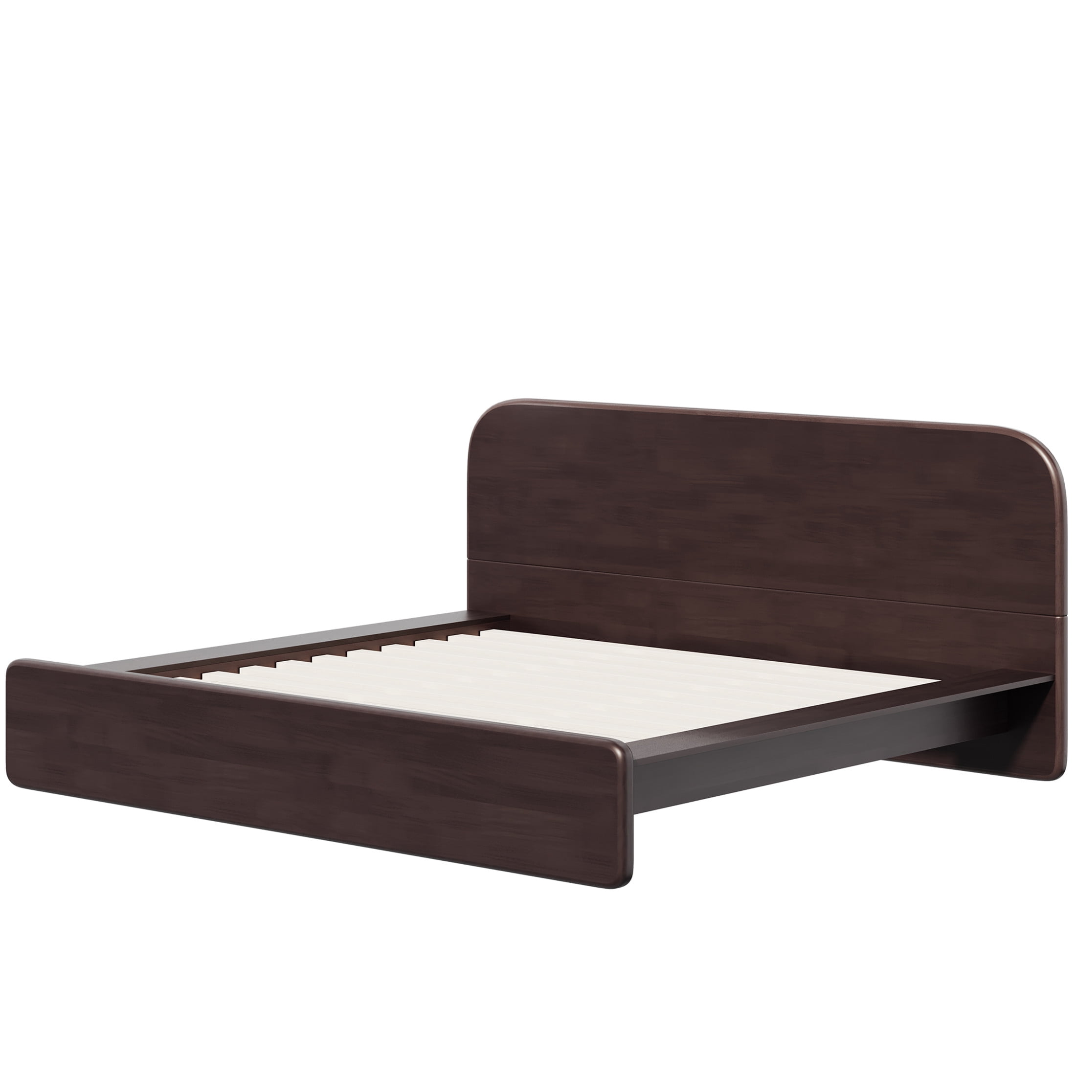 Christopher Knight Home King Platform Bed Frame, Rounded Headboard, No Box Spring Needed, Walnut