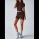 thumbnail image 5 of Conjuntos de Chándal de Dos Piezas de Verano para Mujer con Pantalones Cortos Ajustados Marrón M, 5 of 8