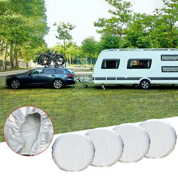 RKSTN Tire Covers Tire Covers for Rv Wheel (4 Pack Silver), Sun Protectors for Motorhome Boating Trailer Camper Van